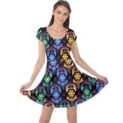 Pattern Background Bright Blue Cap Sleeve Dress by Nexatart