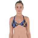 Pattern Background Bright Blue Halter Neck Bikini Top View1