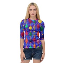 Colorful Background Stones Jewels Quarter Sleeve Raglan Tee