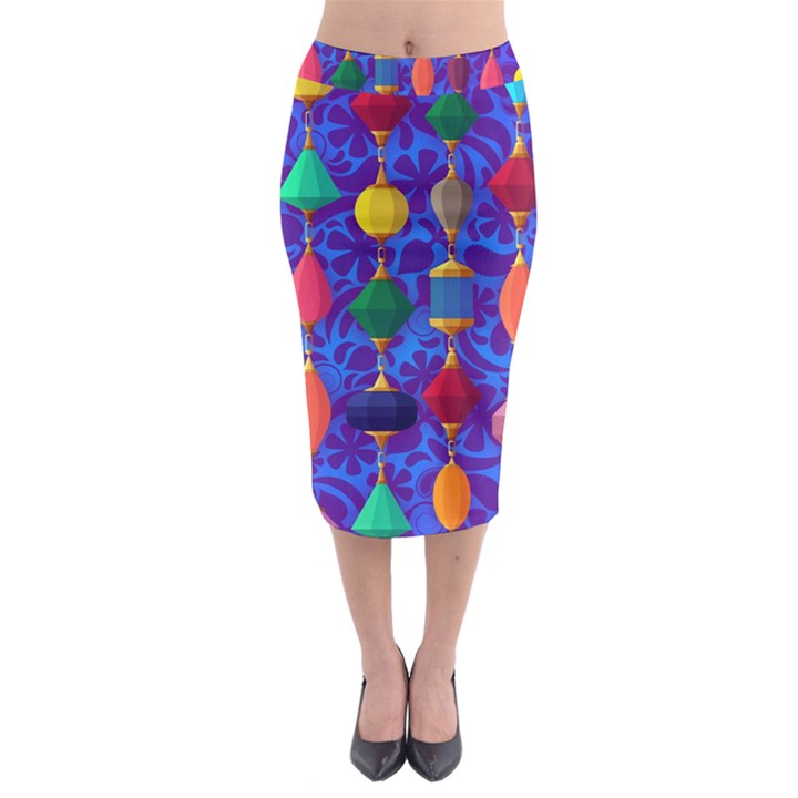 Colorful Background Stones Jewels Midi Pencil Skirt