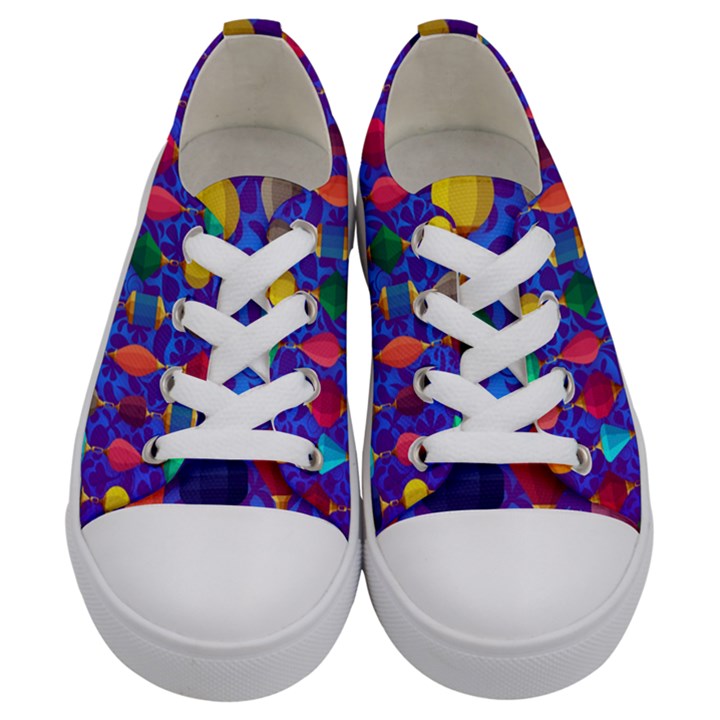 Colorful Background Stones Jewels Kids  Low Top Canvas Sneakers