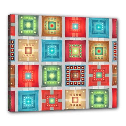 Tiles Pattern Background Colorful Canvas 24  X 20  by Nexatart