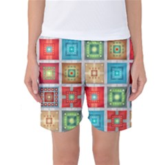 Tiles Pattern Background Colorful Women s Basketball Shorts by Nexatart