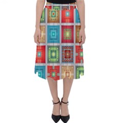 Tiles Pattern Background Colorful Folding Skater Skirt by Nexatart