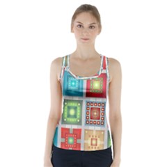 Tiles Pattern Background Colorful Racer Back Sports Top