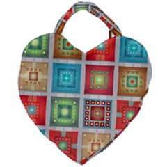 Tiles Pattern Background Colorful Giant Heart Shaped Tote by Nexatart