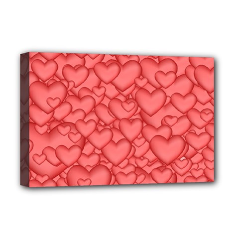 Background Hearts Love Deluxe Canvas 18  X 12   by Nexatart