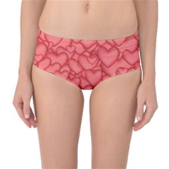 Background Hearts Love Mid-waist Bikini Bottoms by Nexatart