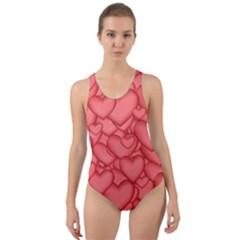 Background Hearts Love Cut-out Back One Piece Swimsuit by Nexatart