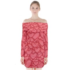 Background Hearts Love Long Sleeve Off Shoulder Dress by Nexatart