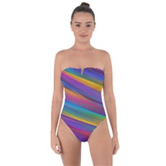 Colorful Background Tie Back One Piece Swimsuit