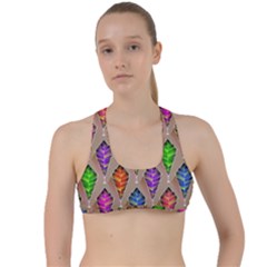 Abstract Background Colorful Leaves Criss Cross Racerback Sports Bra