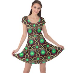 Pattern Background Bright Brown Cap Sleeve Dress by Nexatart