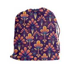 Abstract Background Floral Pattern Drawstring Pouches (xxl) by Nexatart