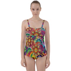 Colorful Abstract Background Colorful Twist Front Tankini Set by Nexatart