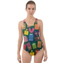 Presents Gifts Background Colorful Cut-Out Back One Piece Swimsuit View1