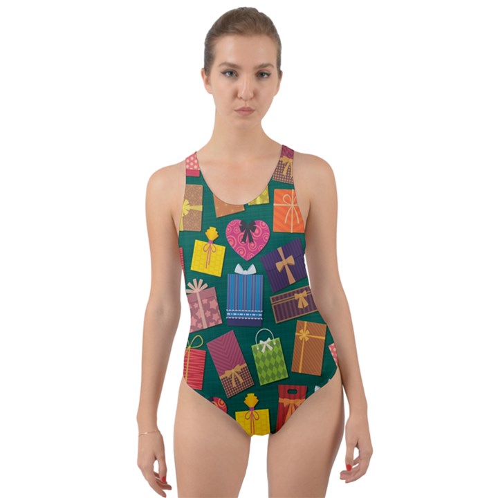 Presents Gifts Background Colorful Cut-Out Back One Piece Swimsuit