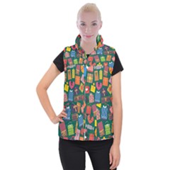 Presents Gifts Background Colorful Women s Button Up Puffer Vest by Nexatart