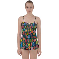 Presents Gifts Background Colorful Babydoll Tankini Set by Nexatart