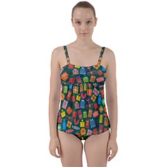 Presents Gifts Background Colorful Twist Front Tankini Set by Nexatart