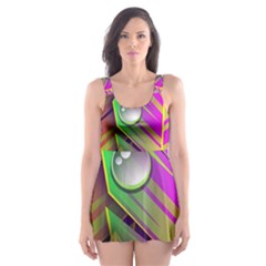 Abstract Background Colorful Leaves Skater Dress Swimsuit by Nexatart