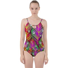 Abstract Background Colorful Leaves Cut Out Top Tankini Set