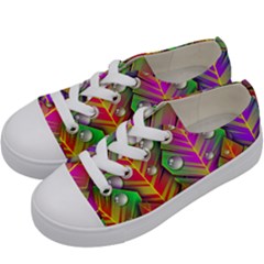 Abstract Background Colorful Leaves Kids  Low Top Canvas Sneakers