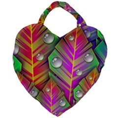 Abstract Background Colorful Leaves Giant Heart Shaped Tote