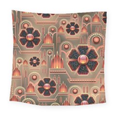 Background Floral Flower Stylised Square Tapestry (large) by Nexatart