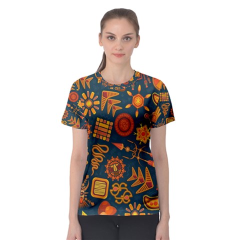 Pattern Background Ethnic Tribal Women s Sport Mesh Tee by Nexatart