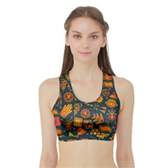 Pattern Background Ethnic Tribal Sports Bra With Border by Nexatart