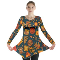 Pattern Background Ethnic Tribal Long Sleeve Tunic  by Nexatart