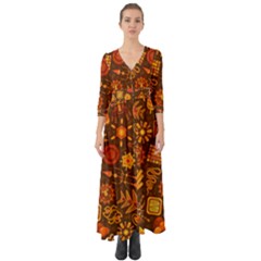 Pattern Background Ethnic Tribal Button Up Boho Maxi Dress