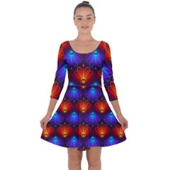 Background Colorful Abstract Quarter Sleeve Skater Dress