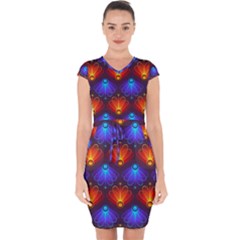 Background Colorful Abstract Capsleeve Drawstring Dress 