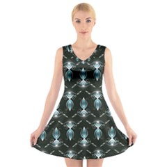 Seamless Pattern Background V-neck Sleeveless Skater Dress by Nexatart