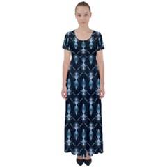 Seamless Pattern Background High Waist Short Sleeve Maxi Dress