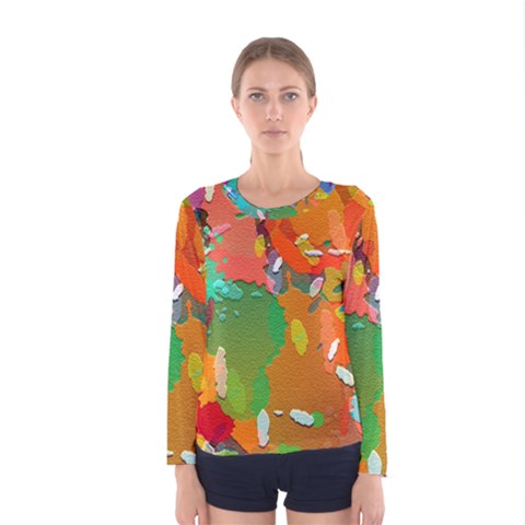 Background Colorful Abstract Women s Long Sleeve Tee by Nexatart