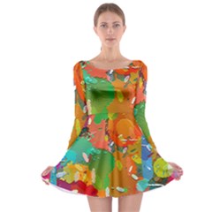 Background Colorful Abstract Long Sleeve Skater Dress