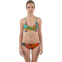 Background Colorful Abstract Wrap Around Bikini Set