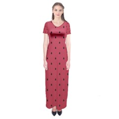 Watermelon Minimal Pattern Short Sleeve Maxi Dress