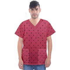 Watermelon Minimal Pattern Men s V-neck Scrub Top