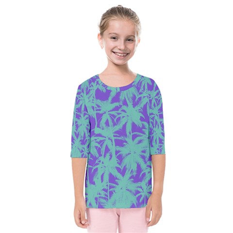 Electric Palm Tree Kids  Quarter Sleeve Raglan Tee by jumpercat