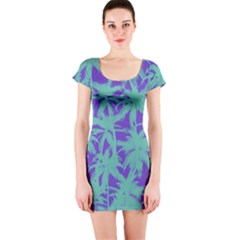 Electric Palm Tree Short Sleeve Bodycon Dress by jumpercat