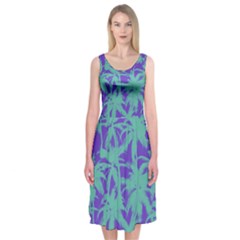 Electric Palm Tree Midi Sleeveless Dress by jumpercat