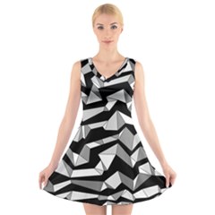 Polynoise Lowpoly V-neck Sleeveless Skater Dress