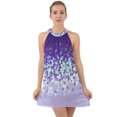 Purple Disintegrate Halter Tie Back Chiffon Dress by jumpercat