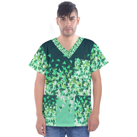 Green Disintegrate Men s V-neck Scrub Top by jumpercat