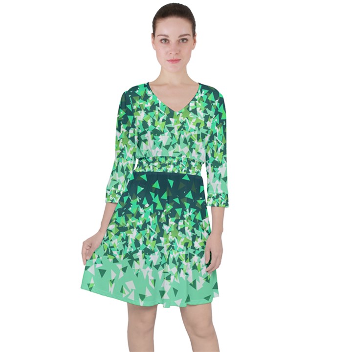 Green Disintegrate Ruffle Dress