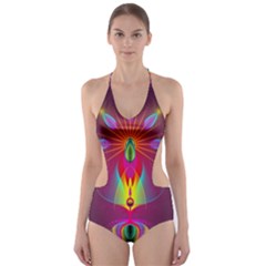 Abstract Bright Colorful Background Cut-out One Piece Swimsuit by Nexatart